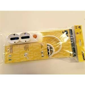 Multipresa 2schuko+4bipasso+cavo 3mt+interruttore fp00521.l.b