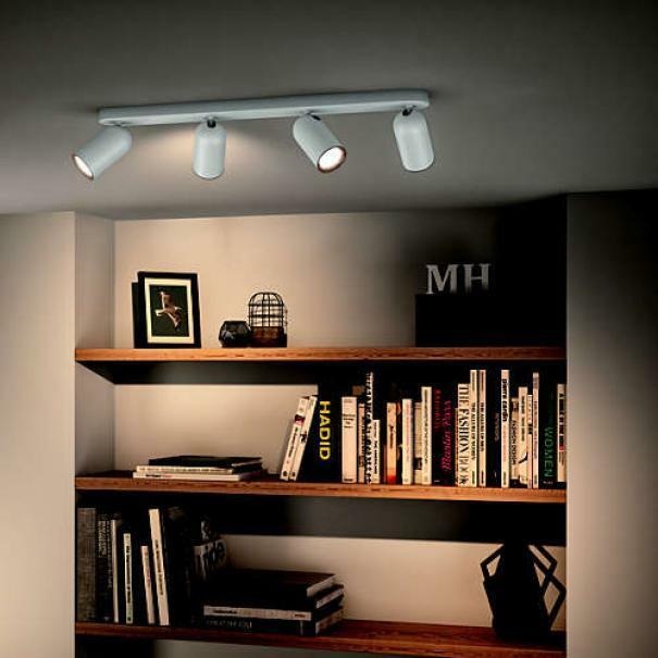 philips philips consumer spot pongee 4xgu10 da interno ip20 colore bianco 915005531401 50584/31/pn  5058431pn - foto 1