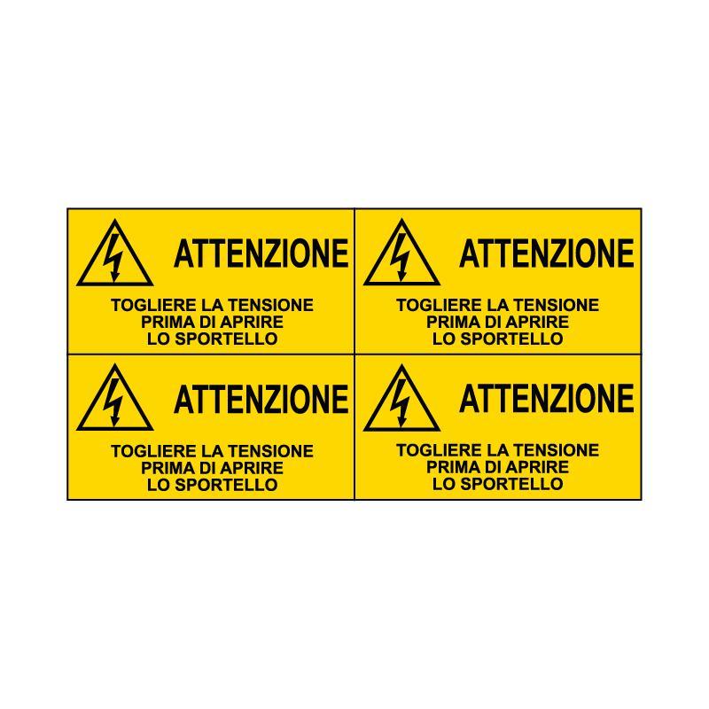 4 Etichette adesive Cartelli Segnalatori - togliere la tensione E91590B 01