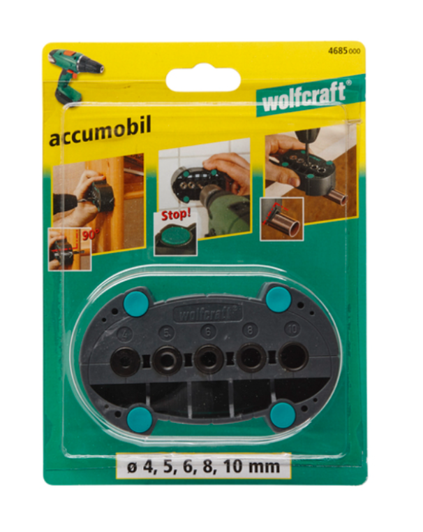 Supporto per foratura Wolfcraft per punte di diametro 4/5/6/8/10mm - 4685000 02