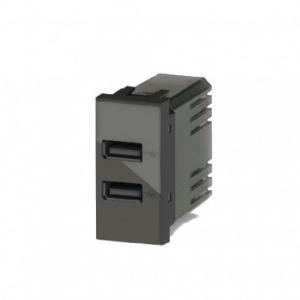 Presa usb con connettore tipo c e tipo a 2.4a per bticino livinglight antracite 4b.l.usb.24
