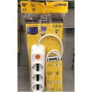 Multipresa 3 schuko + 6 bipasso +1,5mt cavo + interruttore colore bianco fp00533.c.b