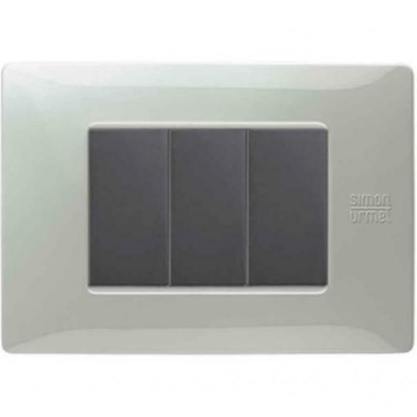 Placca 3 Moduli Simon Urmet Flexa Nea Colore Alluminio - 11803.AL 01