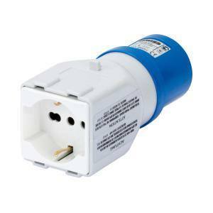 Adattatore da industriale a civile spina cee 2p+t 16a presa schuko 2p+t 10/16a bivalente gw64212