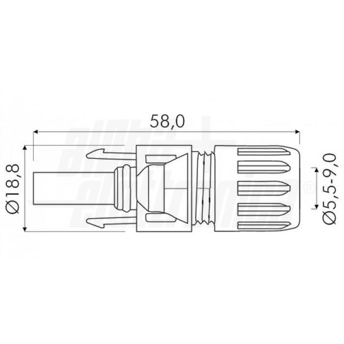 Connettore volante femmina Alpha Elettronica MC4 max 1000V nero 2pz - 200-405/B2 04