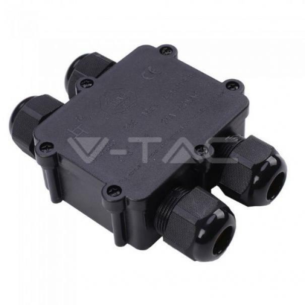 v-tac v-tac scatola di derivazione 4 uscite con terminali 8-12mm nera ip68 da esterno vt-871 5982 - foto 1
