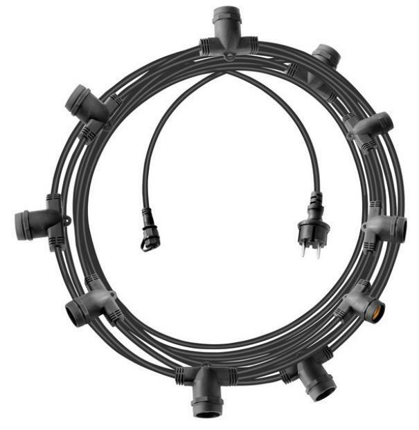 brennenstuhl brennenstuhl 10mt di catena 10 luci attacco grande e27 da esterno ed interno ip44 colore nero 1175192020 - foto 1