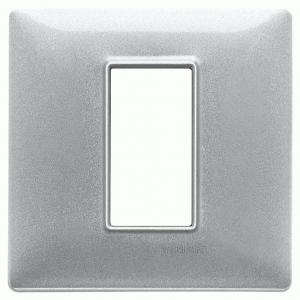 Placca  plana 1 modulo - in metallo colore argento metallizzato 14641.71