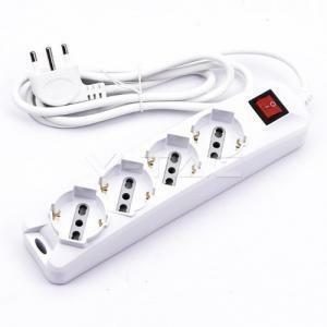 Multipresa 4 prese 10/16a bipasso/schuko con interruttore luminoso colore bianco 8711