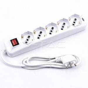Multipresa 5 prese 10/16a bipasso/schuko con interruttore luminoso colore bianco 8712