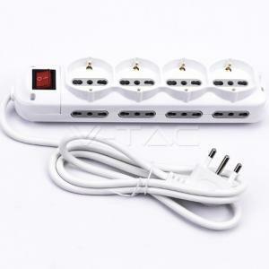 Multipresa 8 prese 2p+t 10/16a bipasso + 4 prese 10/16a bipasso/schuko colore bianco 8736
