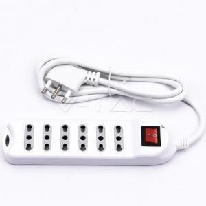 Multipresa con interruttore luminoso 6 prese 10/16a bipasso con attaco a parete colore bianco 8742