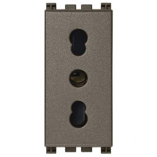 vimar vimar arke metal presa bipasso 2p+t 16a p17/11 metal 1 modulo 19203.m - foto 1