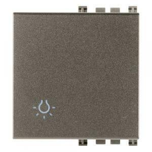 Arke' metal tasto 2 moduli  simbolo luce illuminabile colore alluminio 19022.l.m
