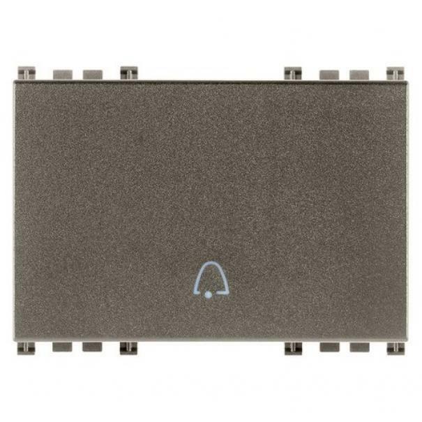 vimar tasto vimar arke' metal 3 moduli con simbolo campanello illuminabile colore alluminio - foto 1