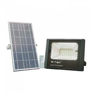 Kit pannello solare e proiettore led 25w luce naturale 4000k da esterno ip65 colore nero vt-25w 8573