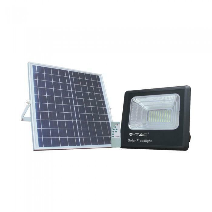 v-tac v-tac kit pannello solare e proiettore led 60w luce naturale 4000k da esterno ip65 colore nero vt-60w 8575 - foto 1