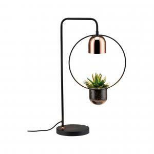 Lampada da tavolo con pianta da interno attacco gu10 in metallo colore rame e nero 79746