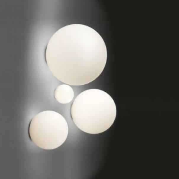 artemide artemide dioscuri lampada da parete e soffitto attacco piccolo e14 diametro 14cm in vetro soffiato e policarbonato colore bianco 1039110a - foto 1