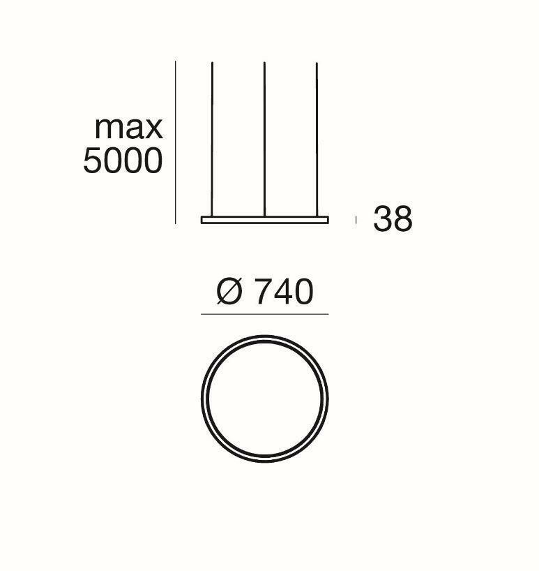 linea light linea light tour_pd sospensione led 38w luce calda 3000k diametro 74cm colore nero 65112w00 - foto 2