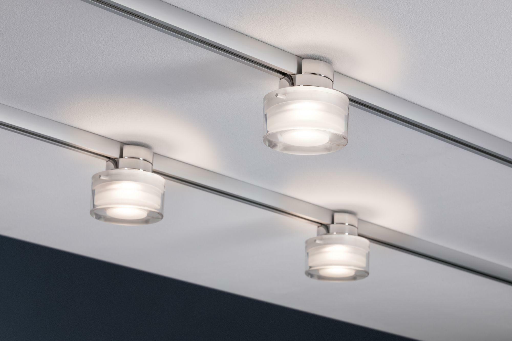 paulmann paulmann topa dot faretto led 5.2w diffussore satinato bianco trasparente cromo dimmerabile luce calda 2700k per sistema binario urail 95502 - foto 2