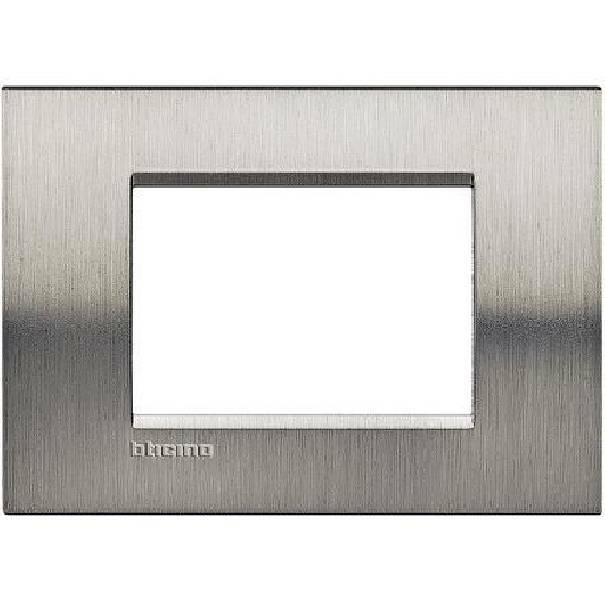 bticino bticino livinglight placca 3 moduli colore acciaio spazzolato lna4803acs - foto 1