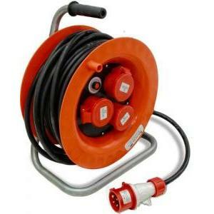 Materiale elettrico avvolgicavo industriale da 30mt 4x2,5 3 prese 16a 4p  4006