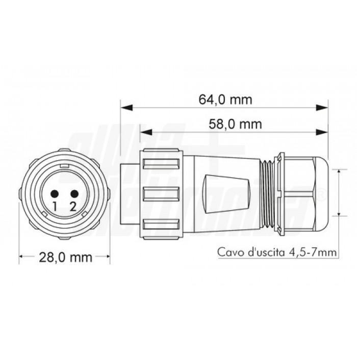 Spina volante SP21 Alpha Elettronica 2P max 30A - 44-54 04