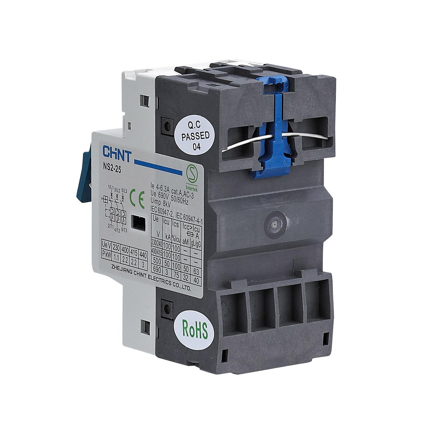 chint chint salvamotore magnetotermico 3 poli regolazione 4-6,3a serie ns2-25200208 - foto 3