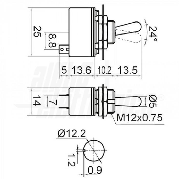 Interruttore a levetta Alpha Elettronica 1P 2A - 310-070 02