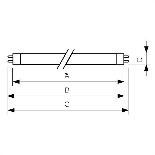 disegno tecnico tubo fluorescente t26 45 cm attacco g13